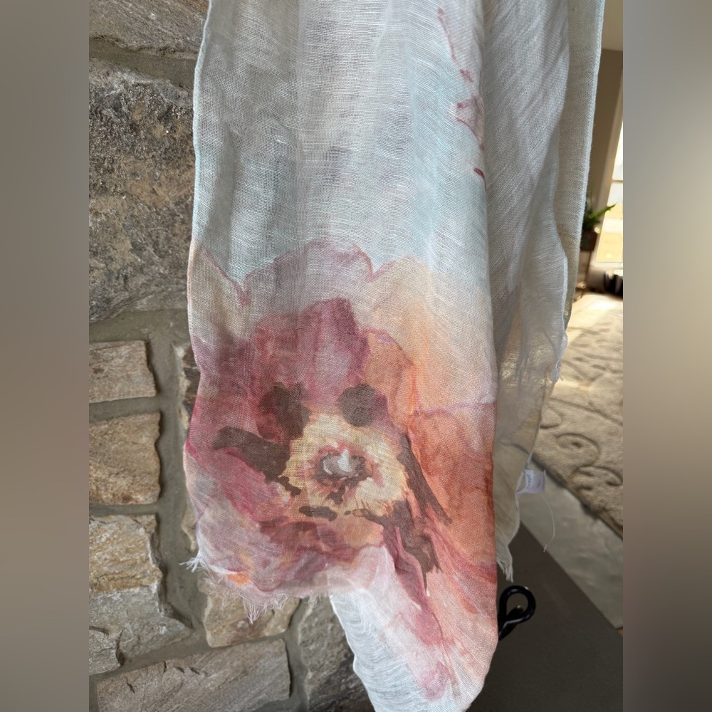 Pure J.Jill Watercolor Floral Scarf linen and cotton - Picture 7 of 8